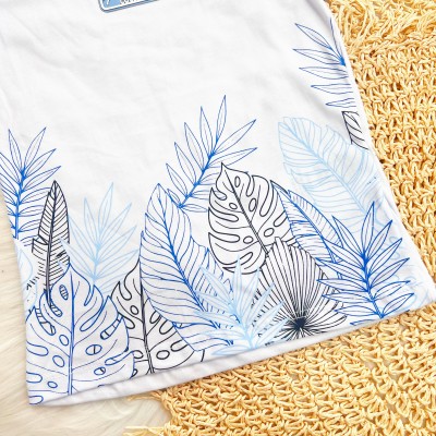 Conj. Camiseta Paradise Collection e Bermuda - Branco e Chumbo